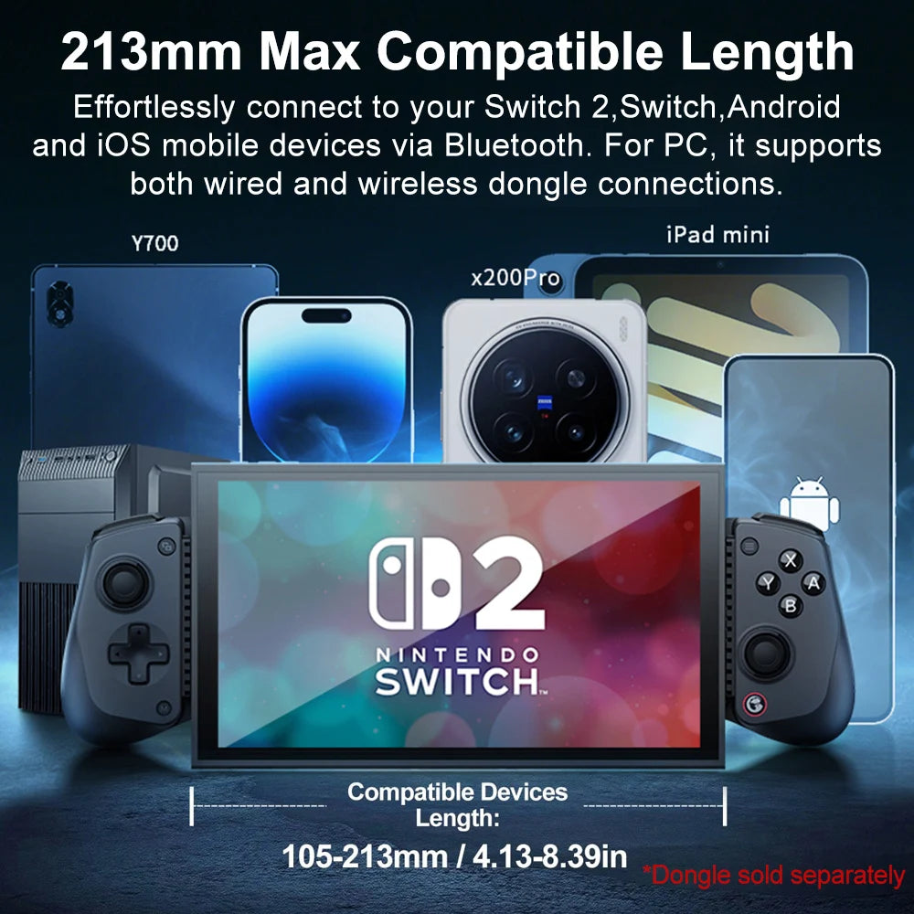 GameSir X5s Wireless Mobile Gaming Controller for Android iOS PC Gamepads Nintendo Switch 2/1 Controle 6-Axis Gyro HD Rumble Vue