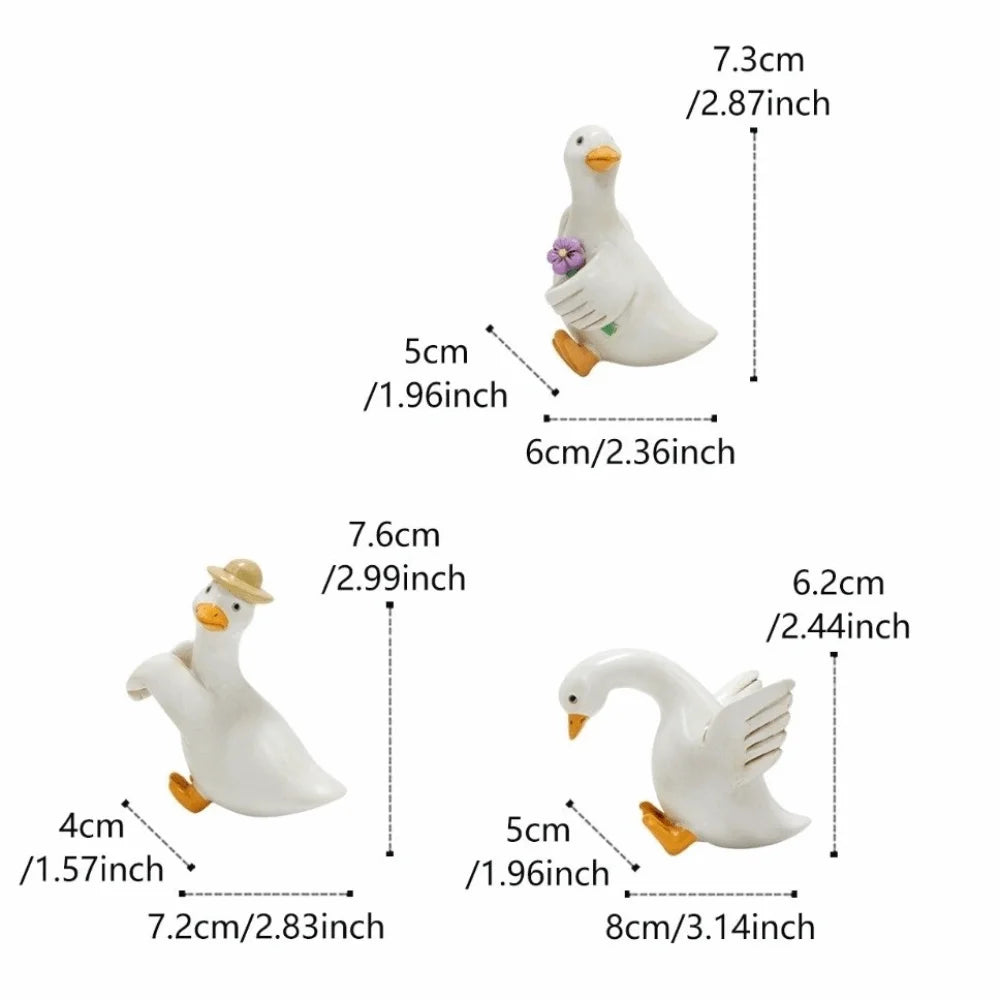 3PCS/SET Resin Duck Flowerpot Pendant Adorable Shape Realistic Simulated Animal Ornaments Whimsical Style Flower Pot Decor Vue