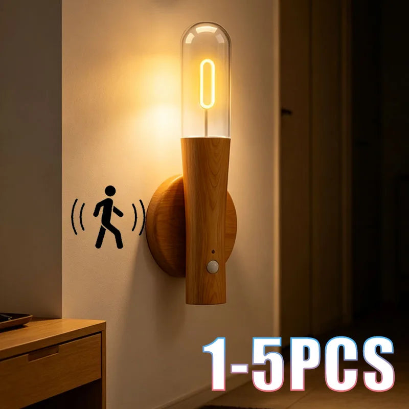 1-5PCS Motion Sensor LED Night Light USB Rechargeable for Stairway Corridor Garden Patio Outdoor Emergency Decoration Vue