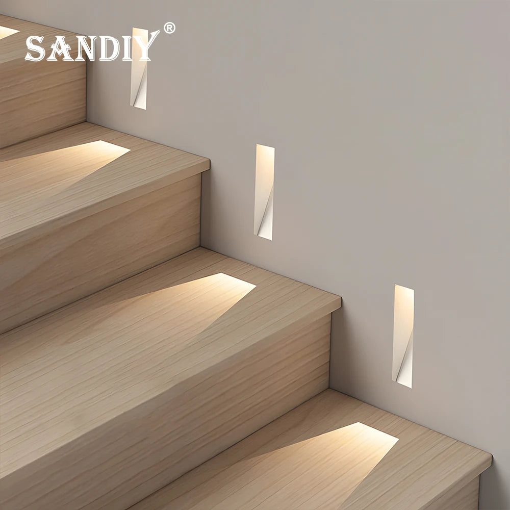 SANDIY 3W Motion Sensor Recessed LED Stair Step Wall Light Recessed LED Step Light Vue