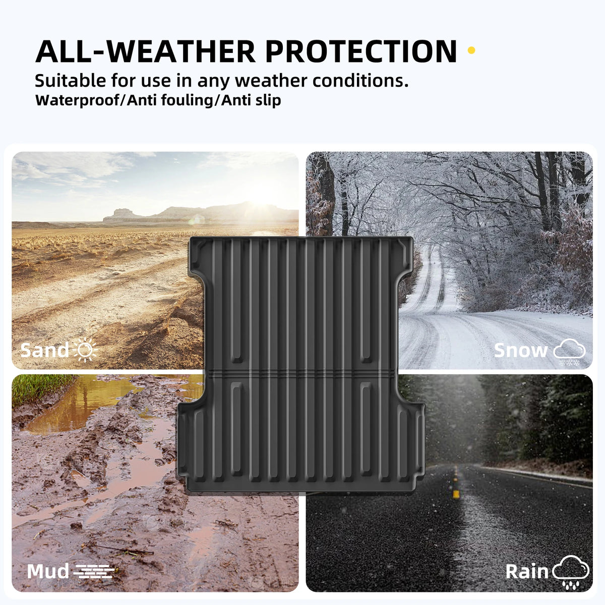 Smabee for Ford F-150 F150 5.5FT 2015-2024 TPE All -Weather Short Bed Liner Pickup Cargo Bed Protector Truck Bed Mat Accessories Vue