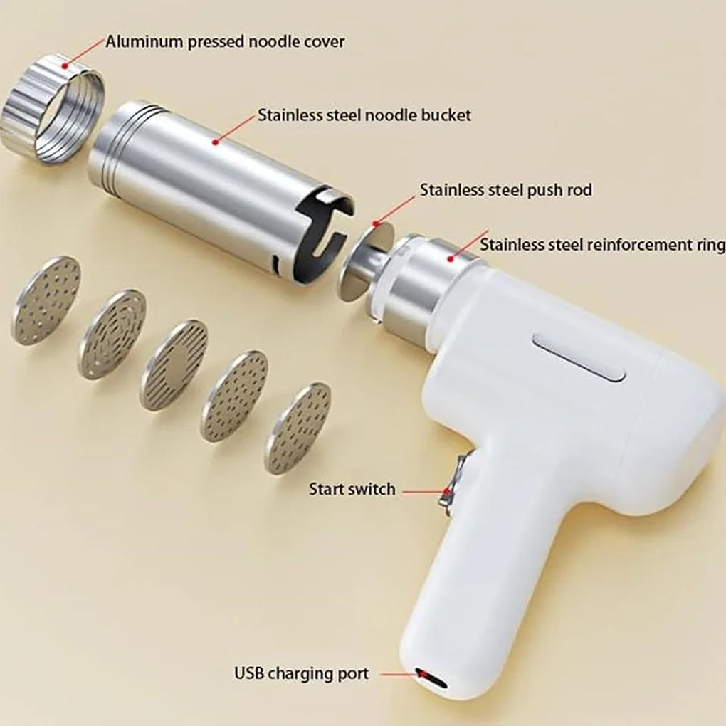 Handheld Noodle Press Machine 5 in 1 Cordless Portable Pasta Maker Large Capacity Dough Stamping Tool for Home Kitchen Vue