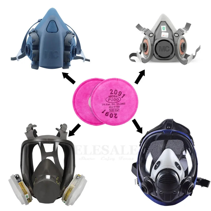 New 2pcs 2091/2097 Cotton Filters Replaceable Filtering For 6200/7502/6800 Dust Gas Mask Accessories Painting Spraying Vue