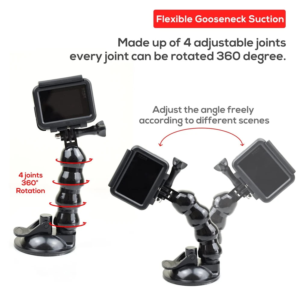 Windshield Suction Cup Car Mount Bracket Flex Clamp Arm For GoPro Hero 10 9 8 DJI Mount for Smartphone Action Camera Accessories Vue