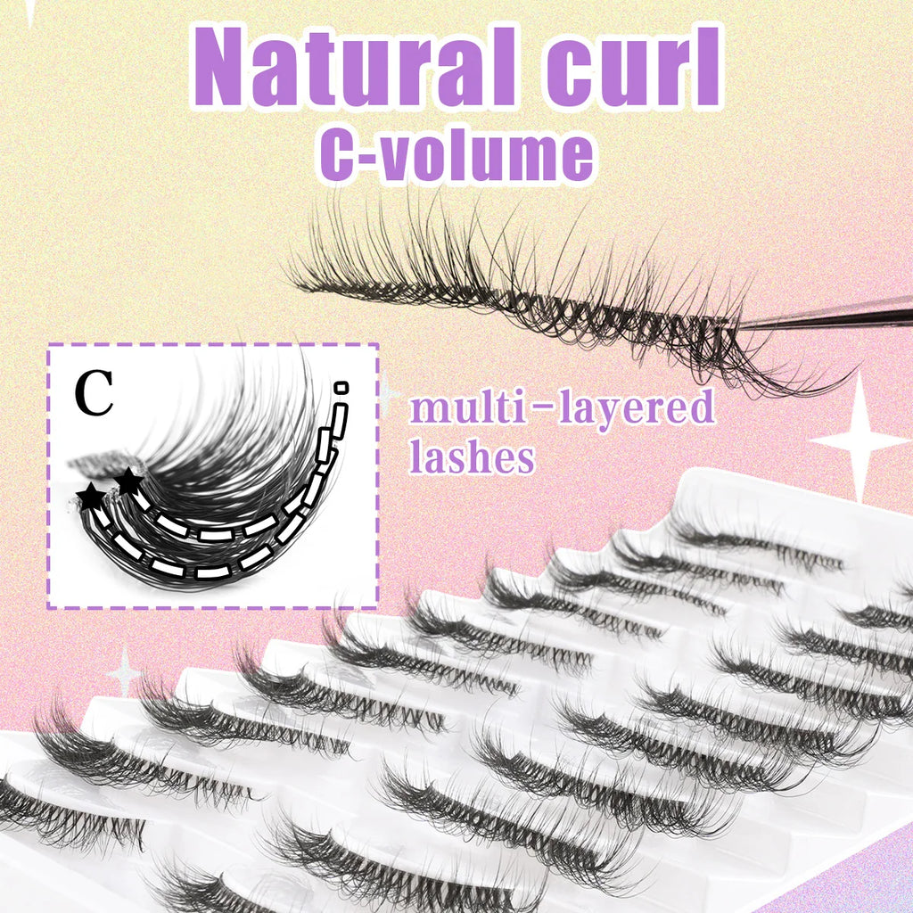 Cat Eye Lashes 3/10 Pairs Fox Eyelashes Extension Natural Soft 3D Mink Lashes Fluffy Reusable Fake Eyelashes Makeup Faux Cils Vue