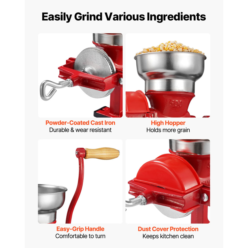 SucceBuy Manual Grain Mill – Hand-Crank Corn & Spice Grinder Manual Grain Mill Vue