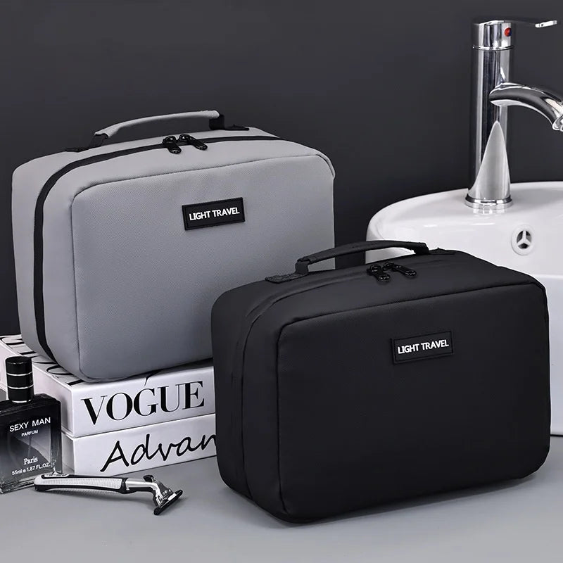 Men's Double Open Makeup Storage Bag Portable Zipper Closure Makeup And Beauty Bag Business Travel Toiletries Organizer Bags Vue