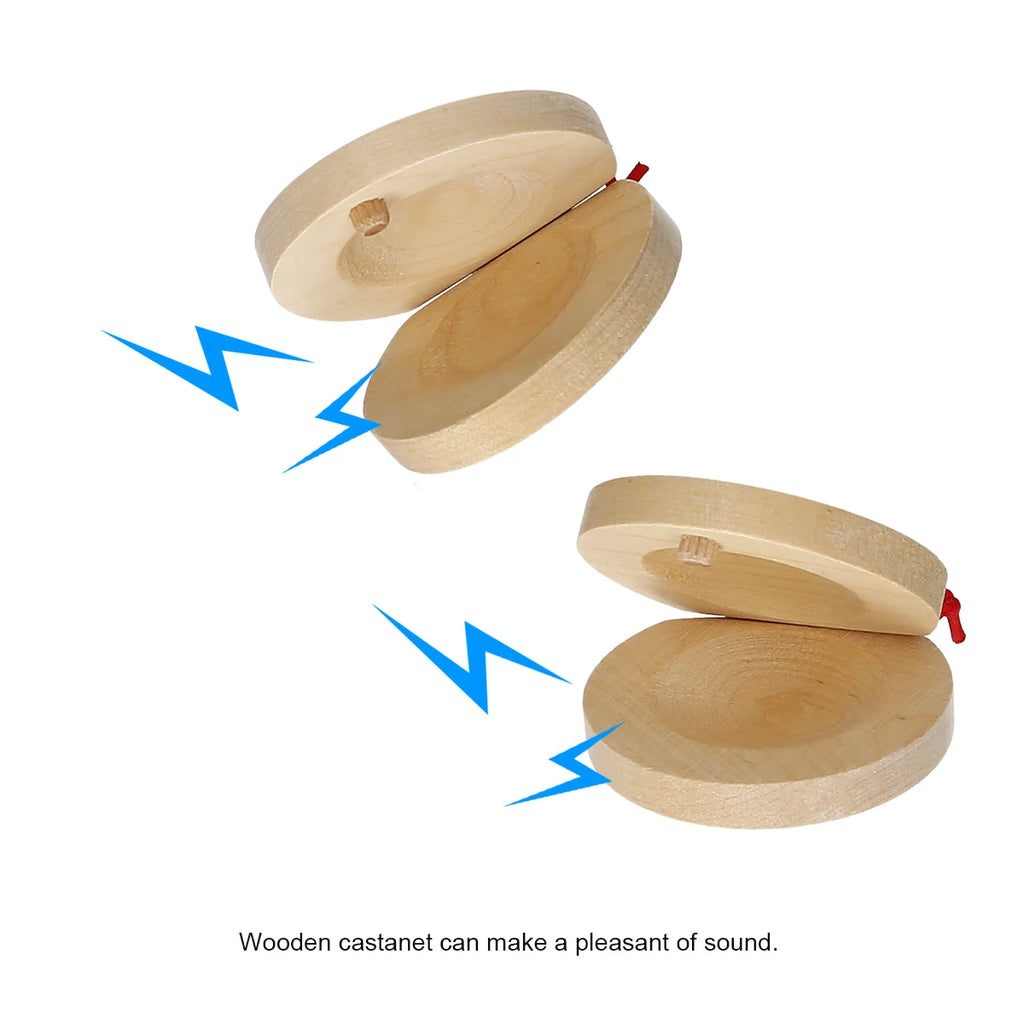 Musical Instrument Pair of Castanets Wooden Castanet Finger Clappers Musical Instrument Vue
