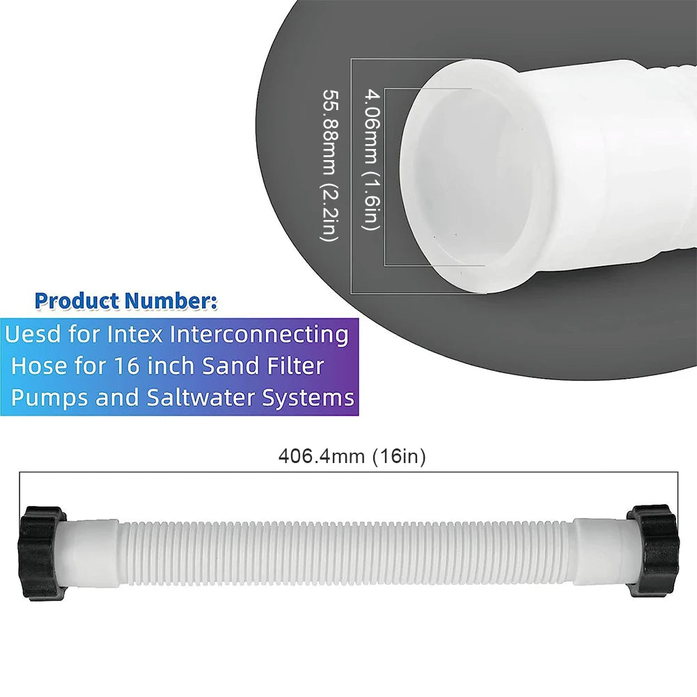 16-Inch Pool Filter Pump Hose for Intex Sand Filter & Saltwater Pool Filter Hose Vue