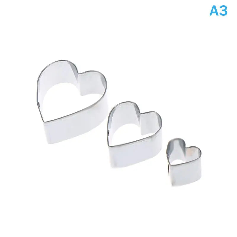 Heart and Flower Cookie Cutters 3 Size Stainless Steel Fondant Molds Set for Cake Decorating Creative Baking Vue Heart