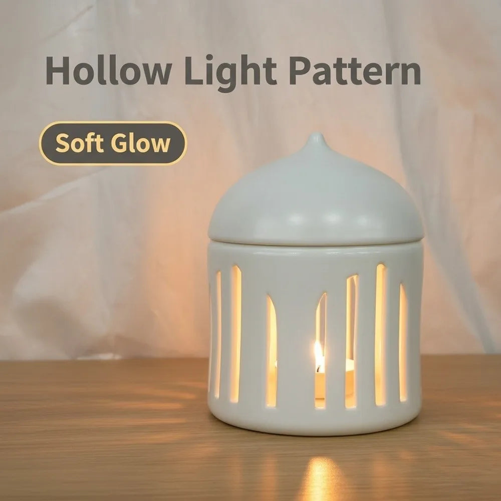 Islamic Lantern Ceramic Candle Holder Ethnic Exquisite Candle Base Traditional Tealight Candlestick Tabletop Decoration Vue