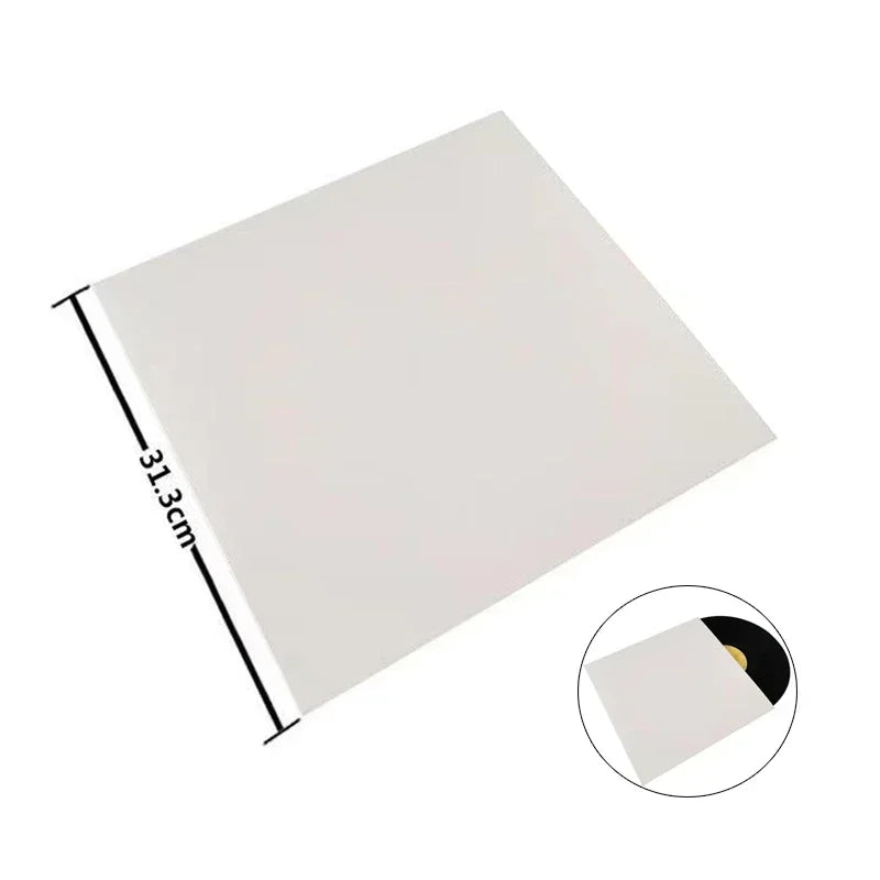 10pcs 12 Inch Vinyl Records Sleeve LP Record Cover Resealable Outer Sleeves Composite Kraft Paper Bag Vinyl Record Storage Bags Vue without hole-white