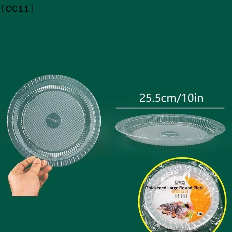 50PCS Disposable Circular Fruit Plates Transparent Plastic Snack Plates Plates Multifunctional Food Home Kitchens〔CC11〕 Vue