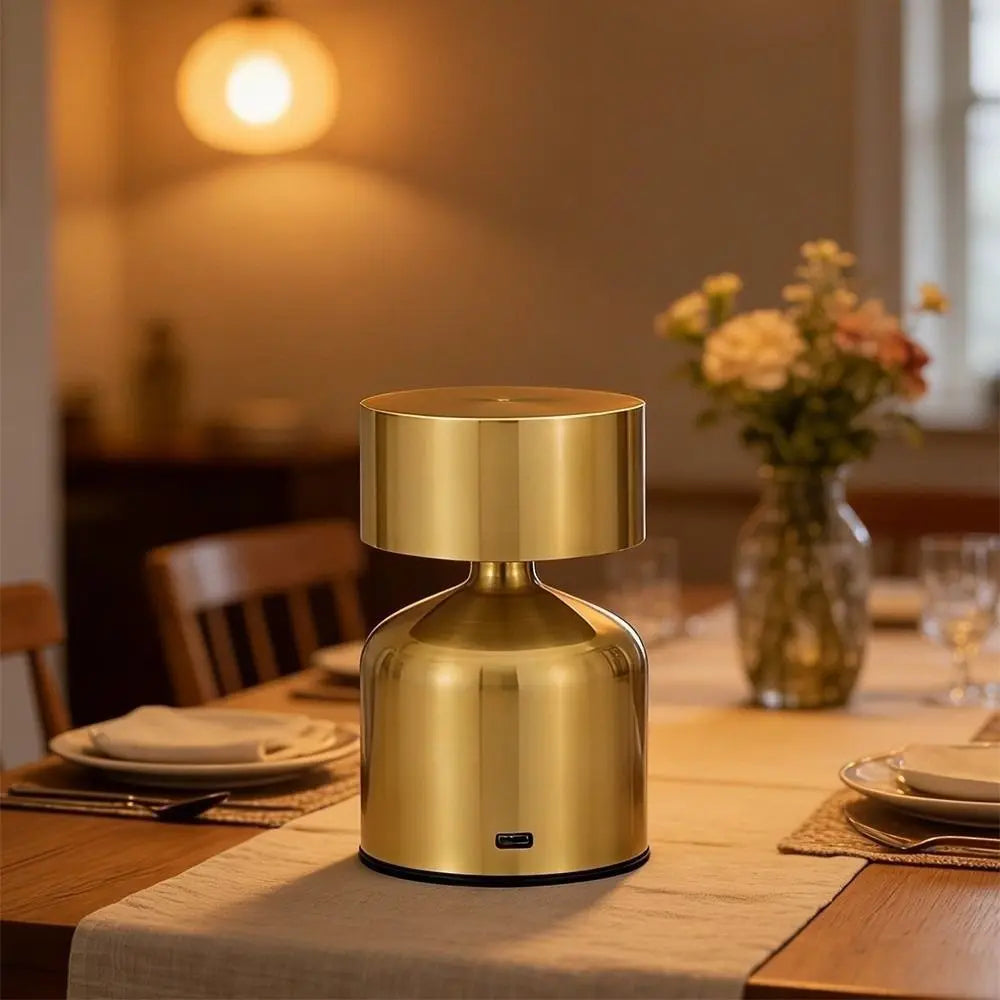 Modern Bar Desk Lamp Metal Dumbbell Design 3-Level Dimmable Table Lamp USB Rechargeable Touch Control Luminous Night Light Vue