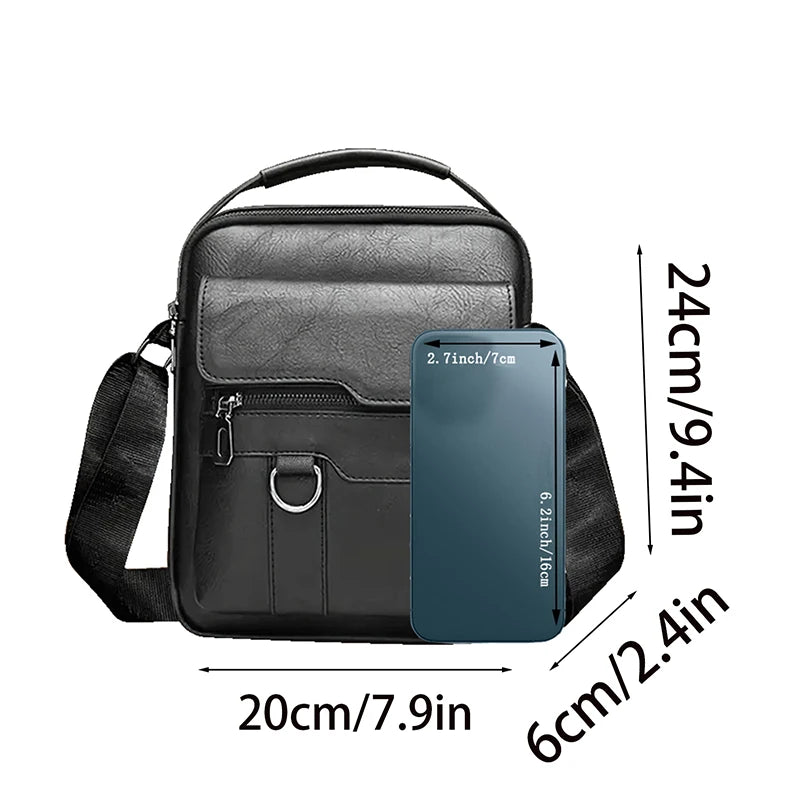 Multi-purpose Men's Shoulder Bag Work PU Crossbody Briefcase Handle
