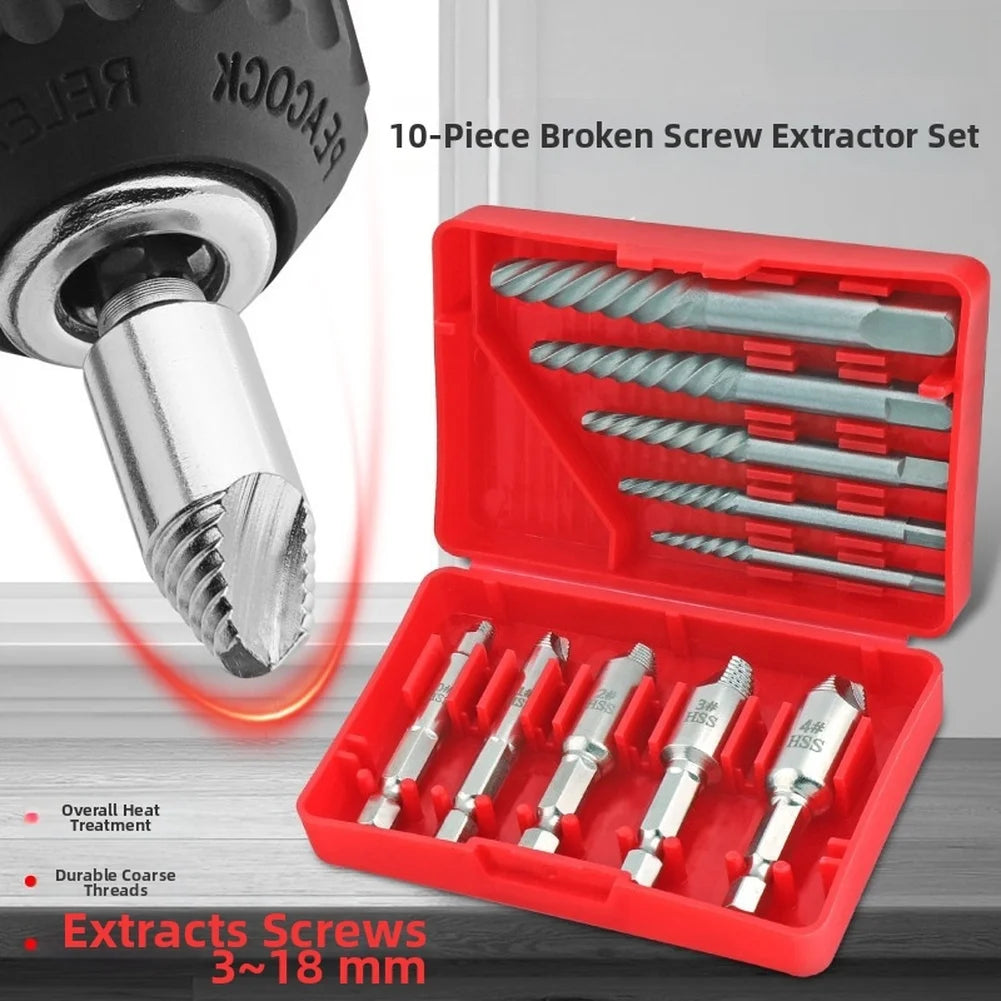 10-Piece Screw Extractor Set – Broken Bolt & Stripped Screw Screw Extractor Set Vue