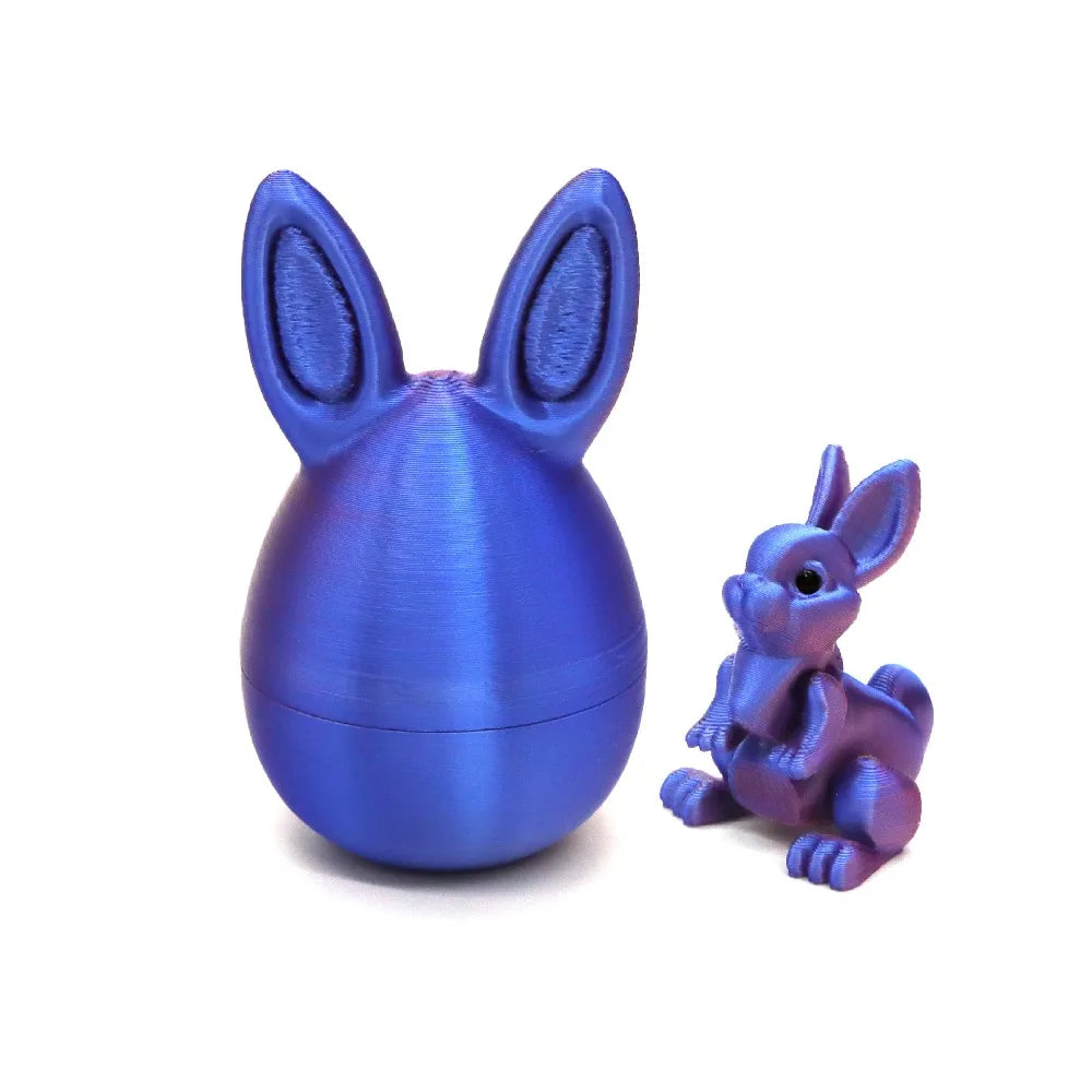 Creative 3D Printed Rabbit Egg PLA Joint Movable Easter Decoration Goodies Filler Colorful Simulation Animal Model Vue Red Blue