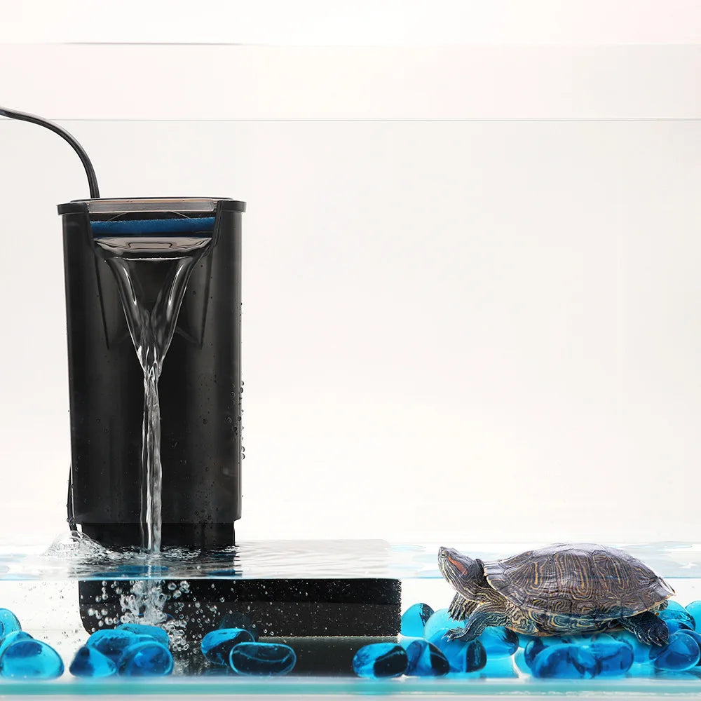 Turtle Tank Low Water Level Filter Small Fish Tank Waterfall Style Filtration Water Purification Circulation Filter Pumps Vue