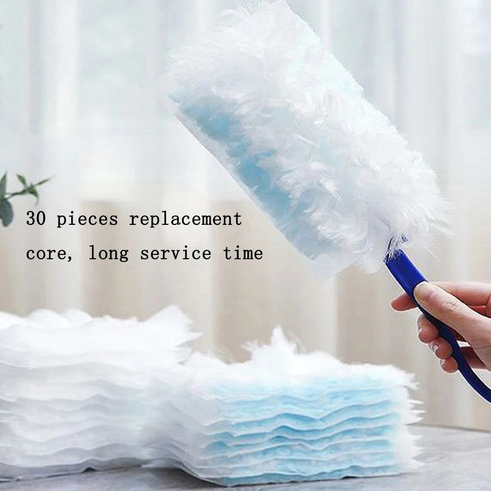 30PCS Dust Magnet Cloth Dust Brush Electrostatic Absorbent Fiber Duster Air-condition Car Furniture Clean Microfiber with Handle Vue