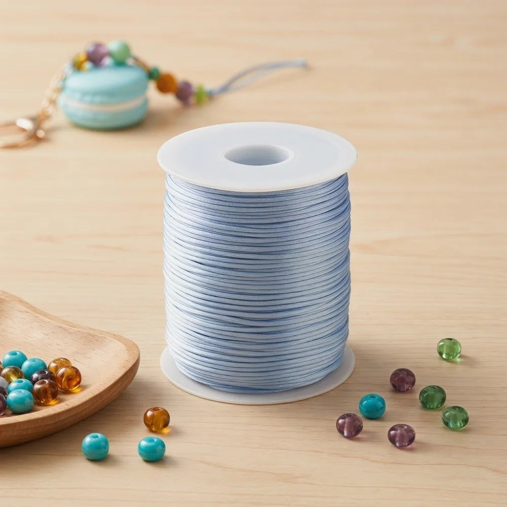 100m Craft String 1.5mm Satin Rattail Cord Solid Color Durable Braided Cord Smooth Versatile Silk Rope Chinese Knotting Vue