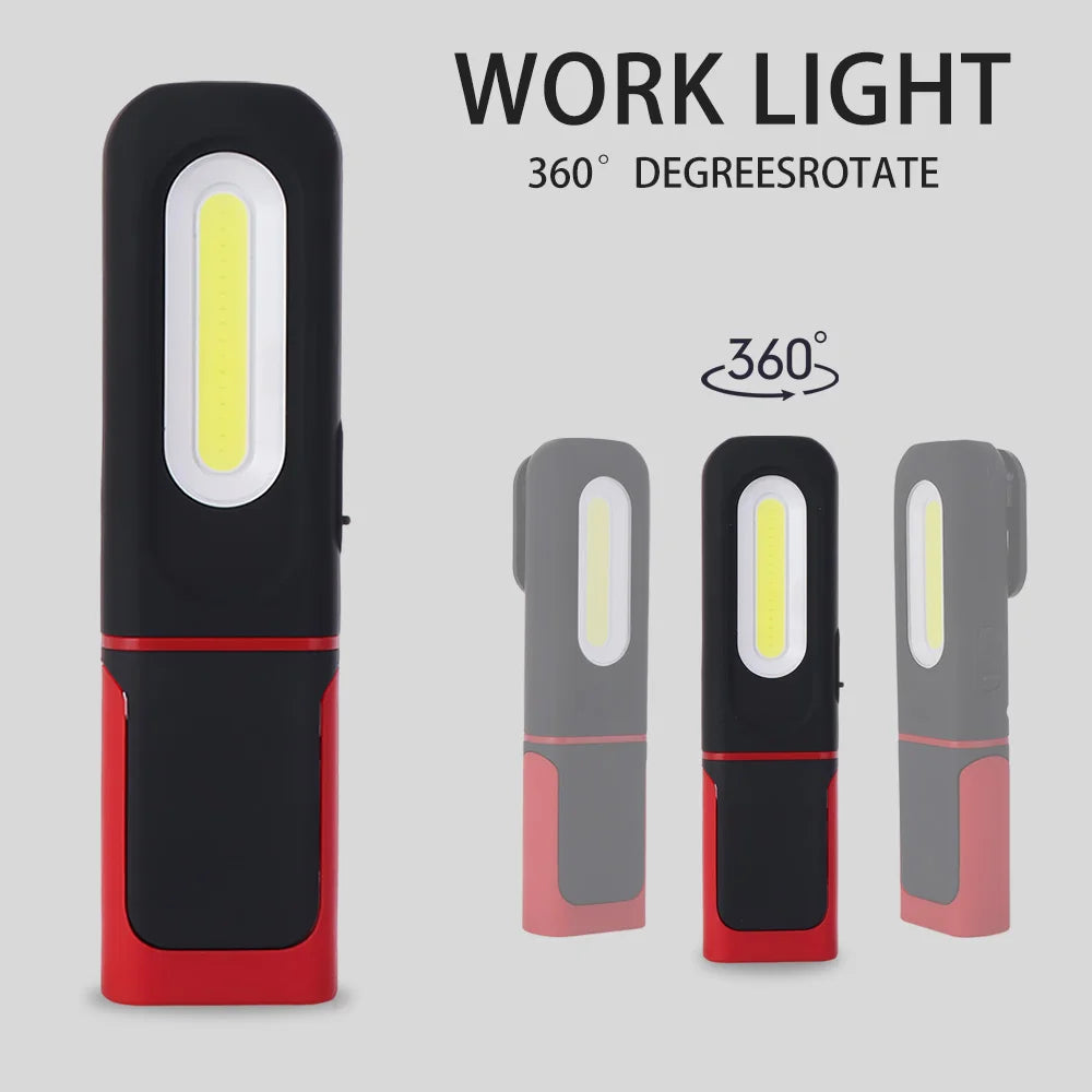 Super Bright LED Work Light USB Rechargeable Powerful Light USB Rechargeable Flashlight with Hanging Hook 360° Rotation Vue