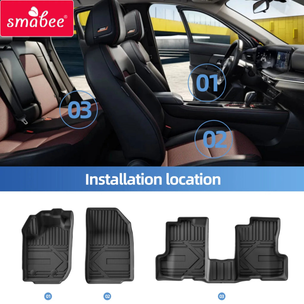 Smabee Left Drive for Dacia Duster Renault Duster 2018-2024 Fuel Version TPE 3D Car Floor Mats Cargo Trunk Pad Accessories Black Vue
