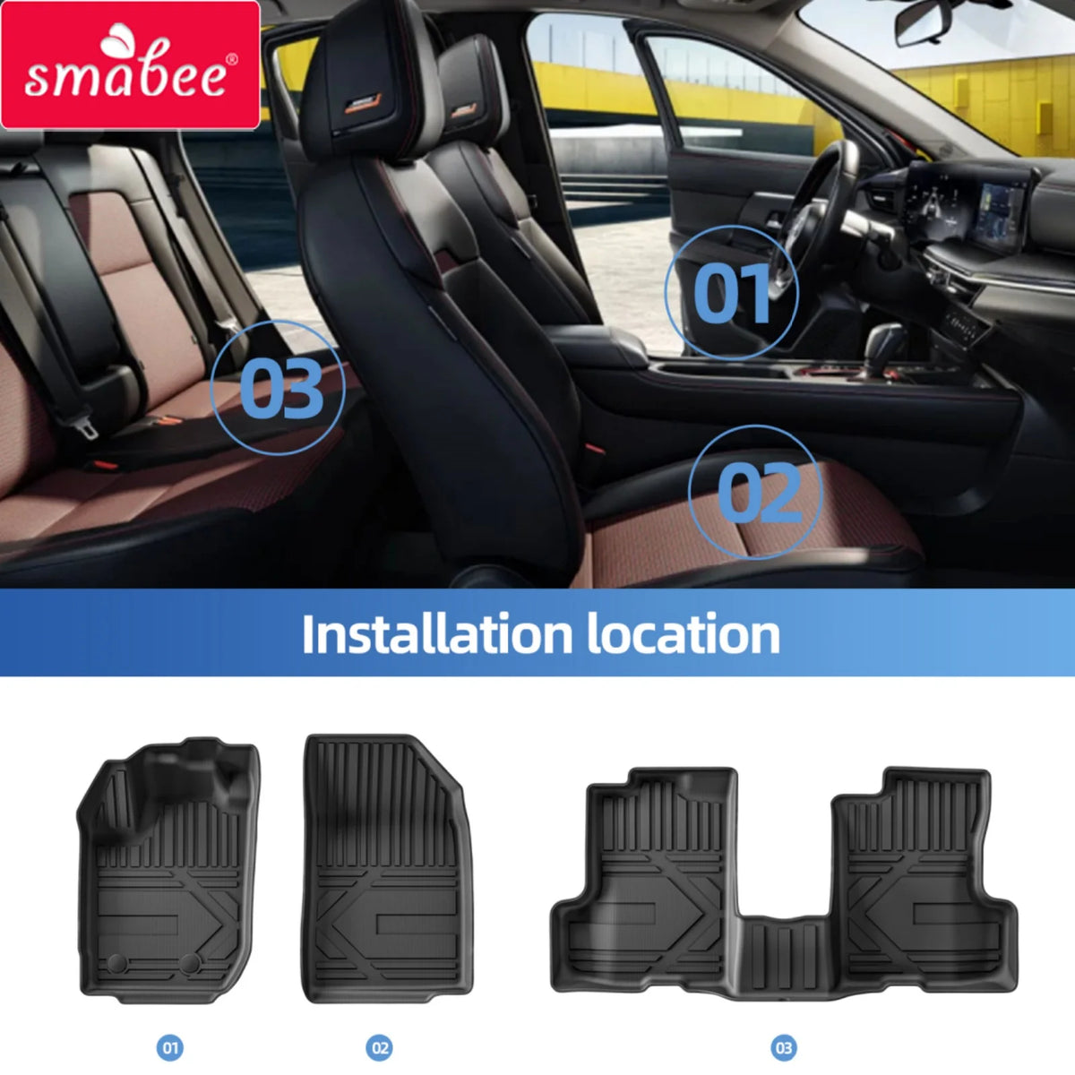 Smabee Left Drive for Dacia Duster Renault Duster 2018-2024 Fuel Version TPE 3D Car Floor Mats Cargo Trunk Pad Accessories Black Vue