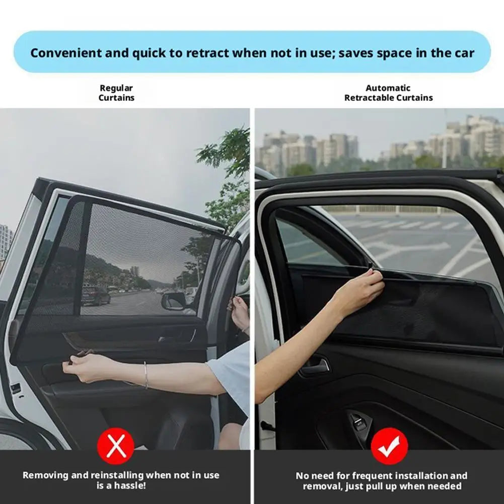 Summer Sun Protection Heat Insulation Window Sun Visor Car Main Driver Co-pilot Automatic Retractable Universal Sunshade Shields Vue