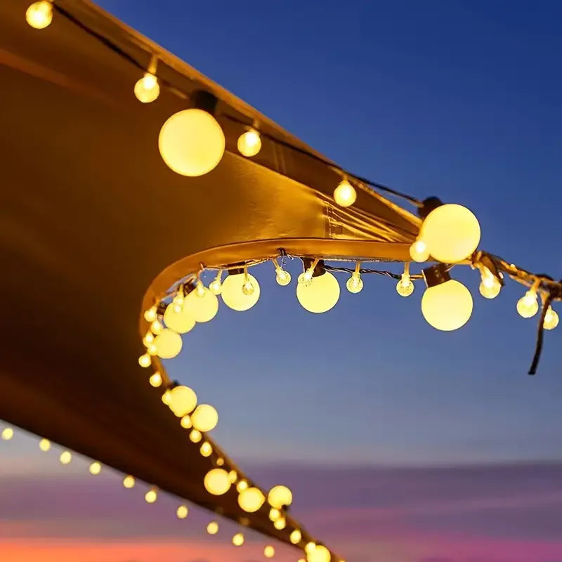 Solar Highlight Powered White Ball Bulb String Lights Shatterproof Garden Light Holiday Decoration Waterproof LED Lights Vue