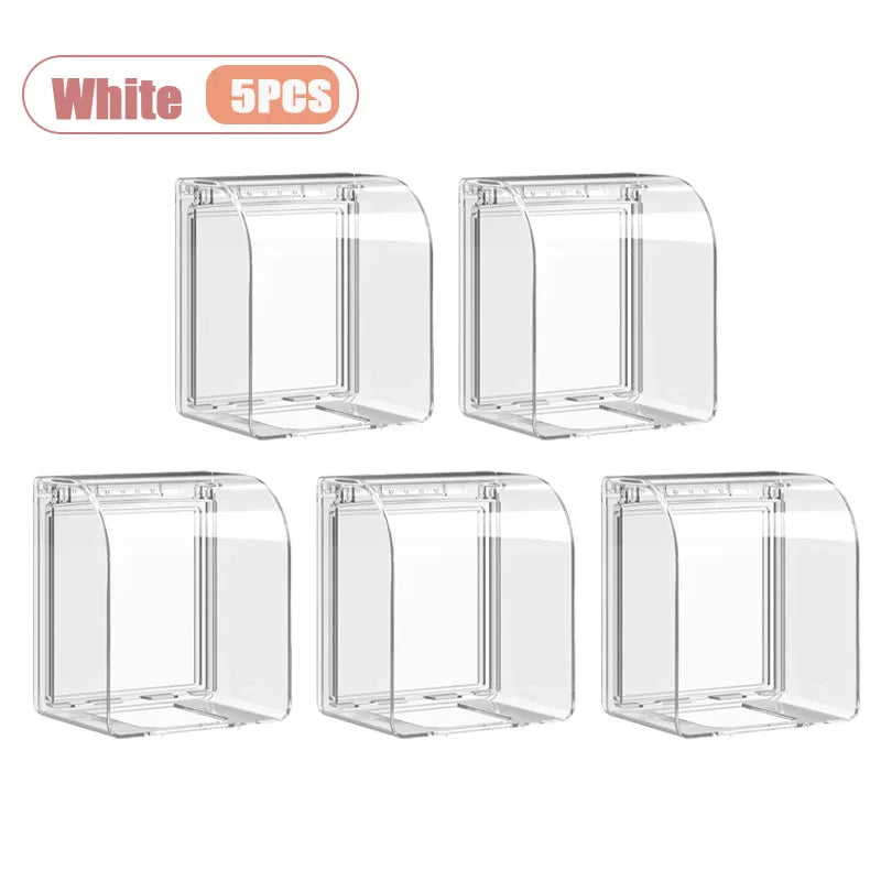 1-20PCS Universal Splash Proof Waterproof Box Cover for Bathroom Outlet Switch Protector for Shower Socket Shield Removal Vue White-5PCS
