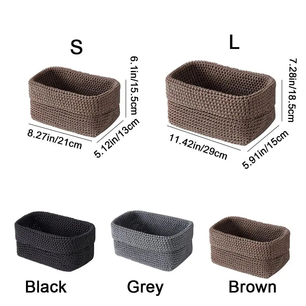 Handwoven Cotton Rope Storage Basket Rectangle Large Capacity Knitted Storage Basket Breathable Moisture-proof Vue