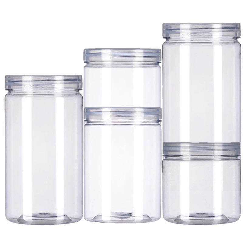 Clear Sealed Tank Jar Lid Circular Storage Bucket Cans Nut