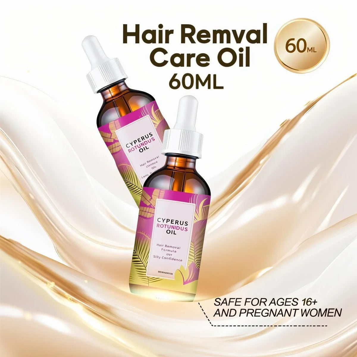 Hair Removal Oil 60ml Natural Hair Inhibitor with Jojoba Almond Oil Gentle Formula for Smooth Skin All Skin Types Vue