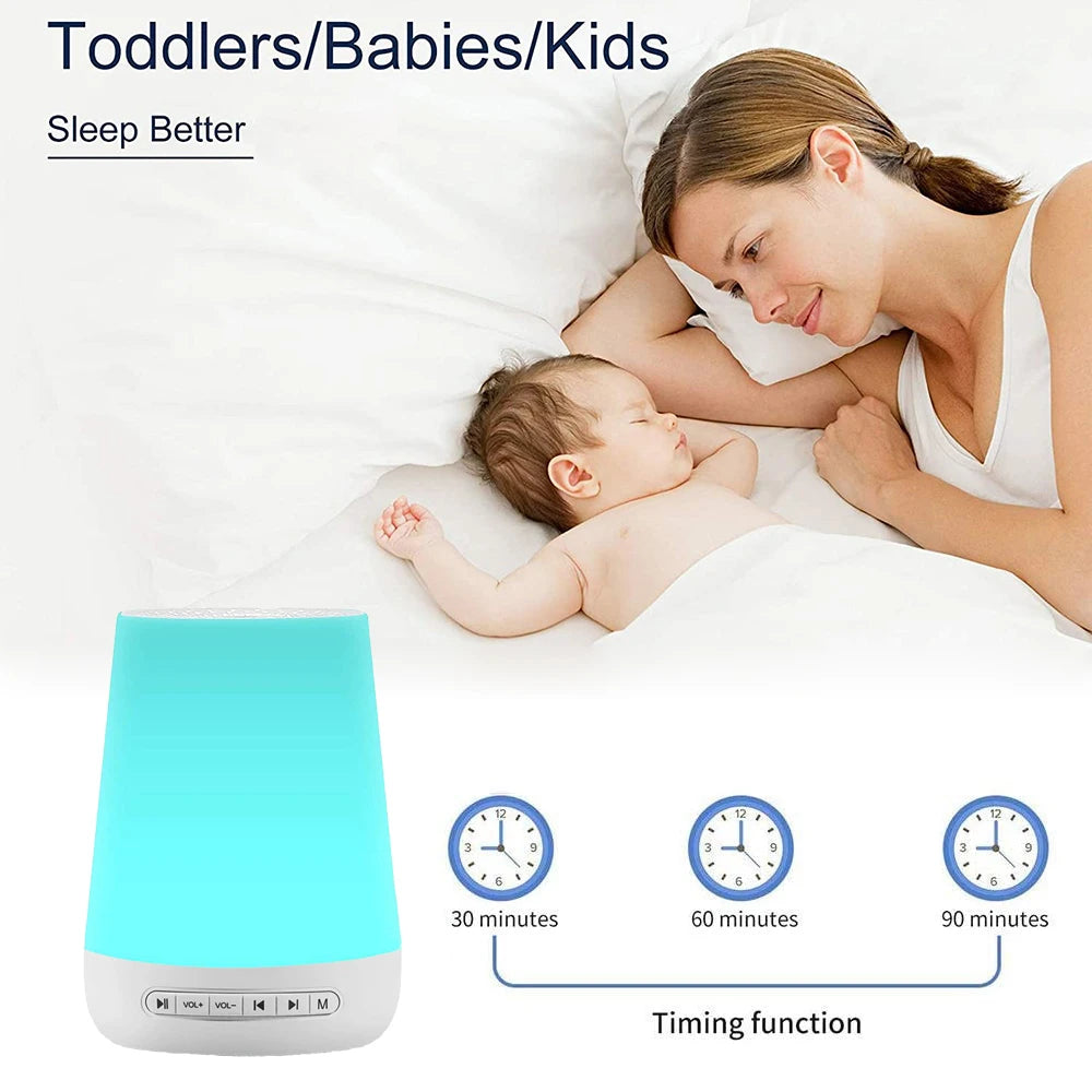 Smart White Noise Machine Baby Sleep Sound Machine Colorful Night Lights 34 Soothing Sounds Supports Voice APP Remote Control Vue