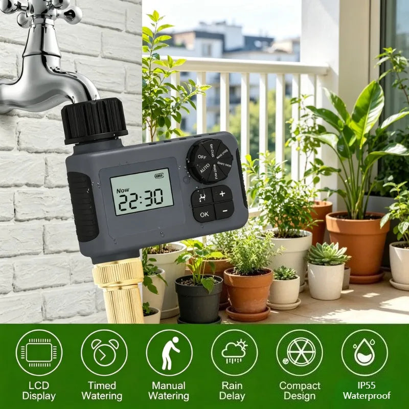 Water Timer Programmable for Garden Hose with Rain Delay/Manual/Auto Irrigation System Outdoor Sprinkler Timers for Lawn Yard Vue