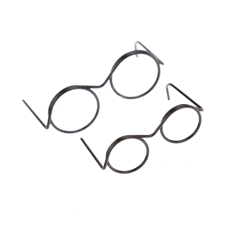 10Pcs Retro Round Frame Doll Glasses Lensless Fashion Cool Eyeglasses for 30cm Doll Decoration Vue