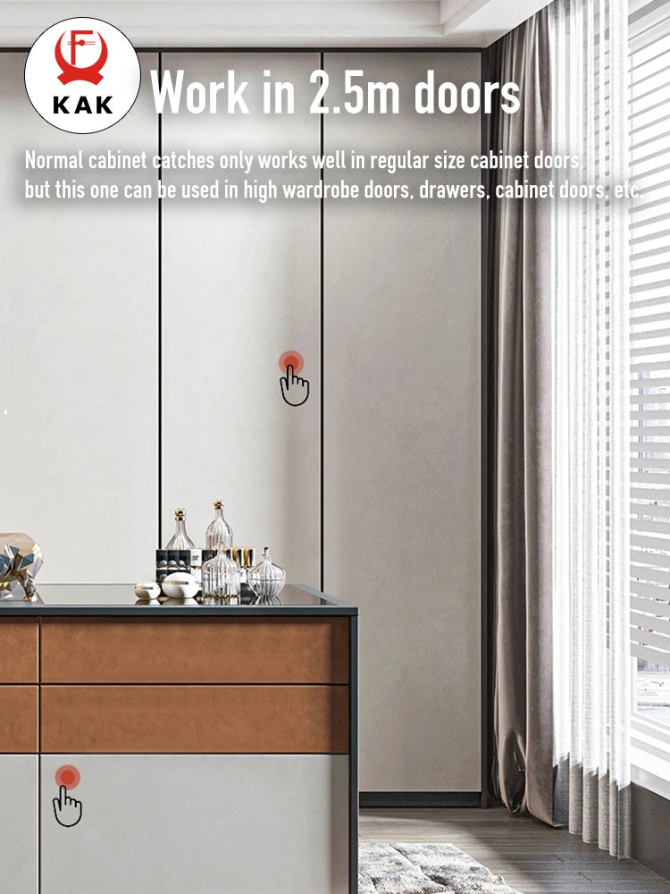 KAK Push to Open Magnetic Cabinet Catches for 2.5m Door Hidden Kitchen Cabinet Handles Damper Buffer for Drawer Door Hardware Vue