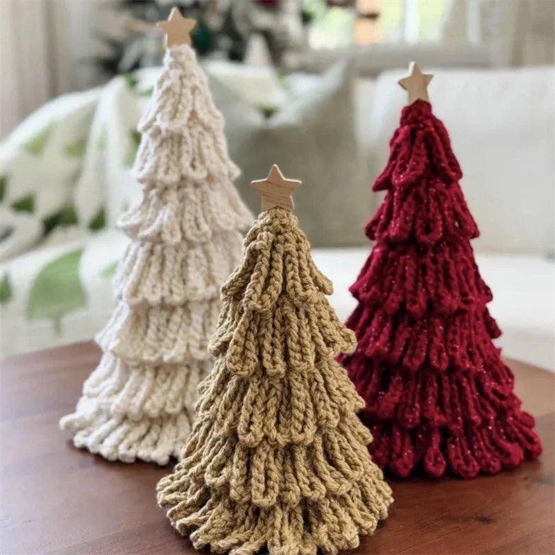 Hand Knitted Christmas Tree | Rustic Farmhouse Holiday Decor Holiday Tabletop Decor Vue