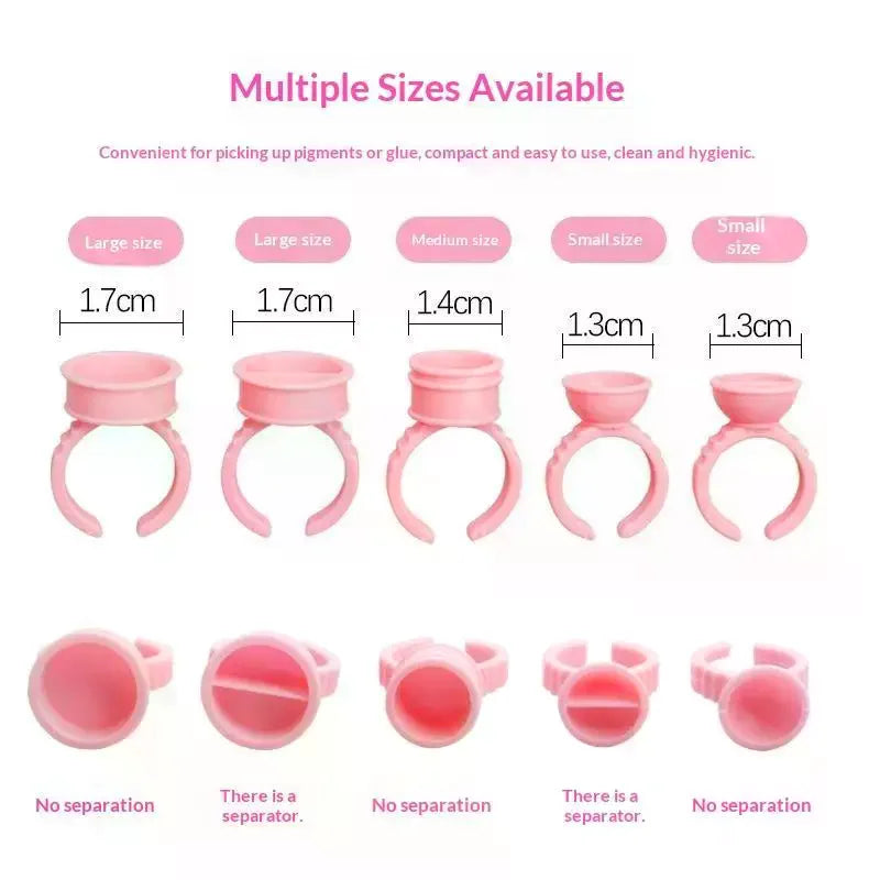100PCS Disposable Plastic Makeup Pigment Rings Tattoo Glue Holder for Nail Art Eyelash Extension Vue