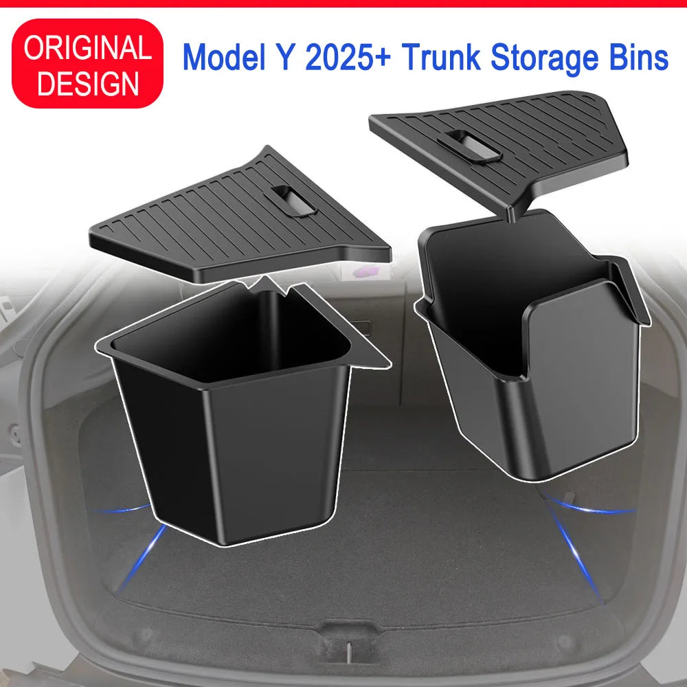 For Tesla Model Y Juniper Trunk Organizer Side Storage Box Boot Organizer Flocked TPE Mat Anti-dirty 2025 Car Travel Accessories Vue