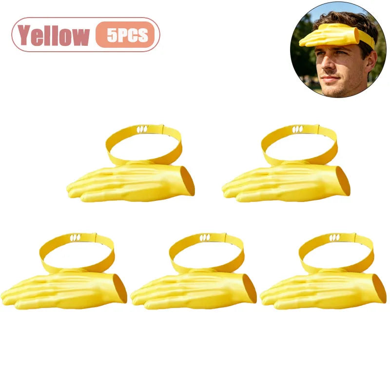 1-5PCS Funny Small Hand Size Sun Hat Novelty Mini Cap for Outdoor Beach Party UV Protection Summer Costume Accessory Vue Yellow-5PCS