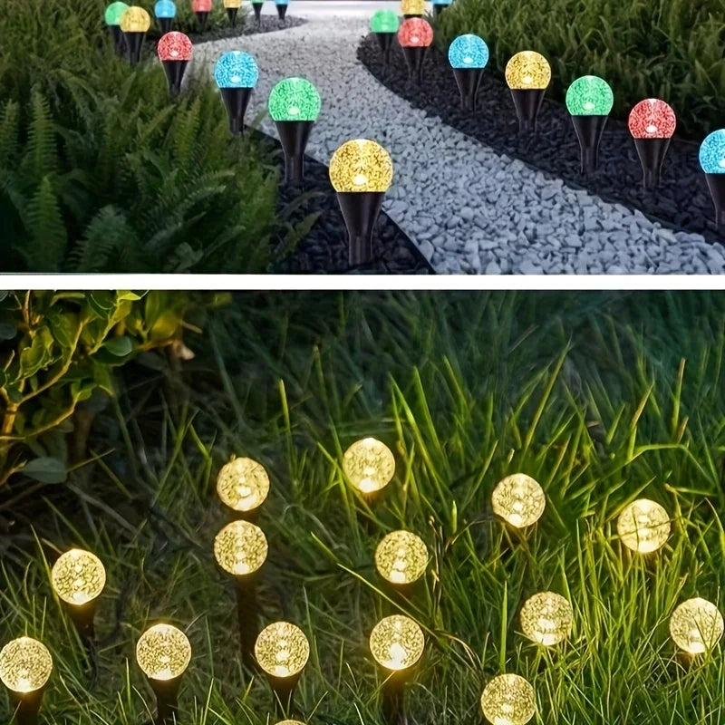 20LED Solar Bubble Lawn Lights, 8 Color Modes, Smart Dusk-to-Dawn Sensor, IPX4 Waterproof Outdoor Stake for Walkway, Garden Vue