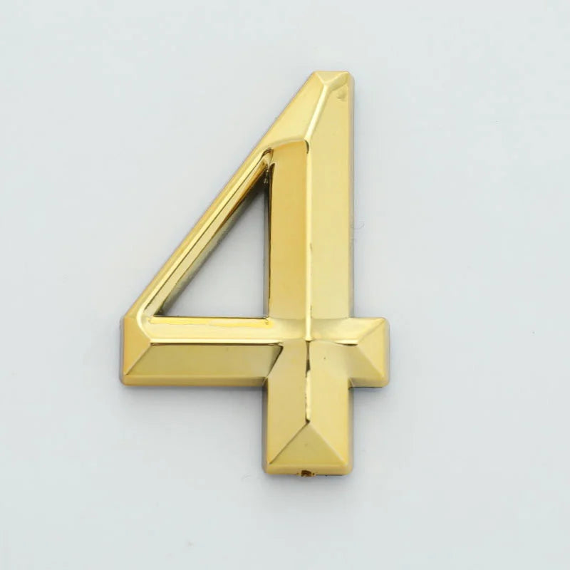3D Door Number ABS Injection Molding Electroplating Plate Digits 0 To 9 Golden Door Self Adhesive Street Sticker Outdoor Vue 4