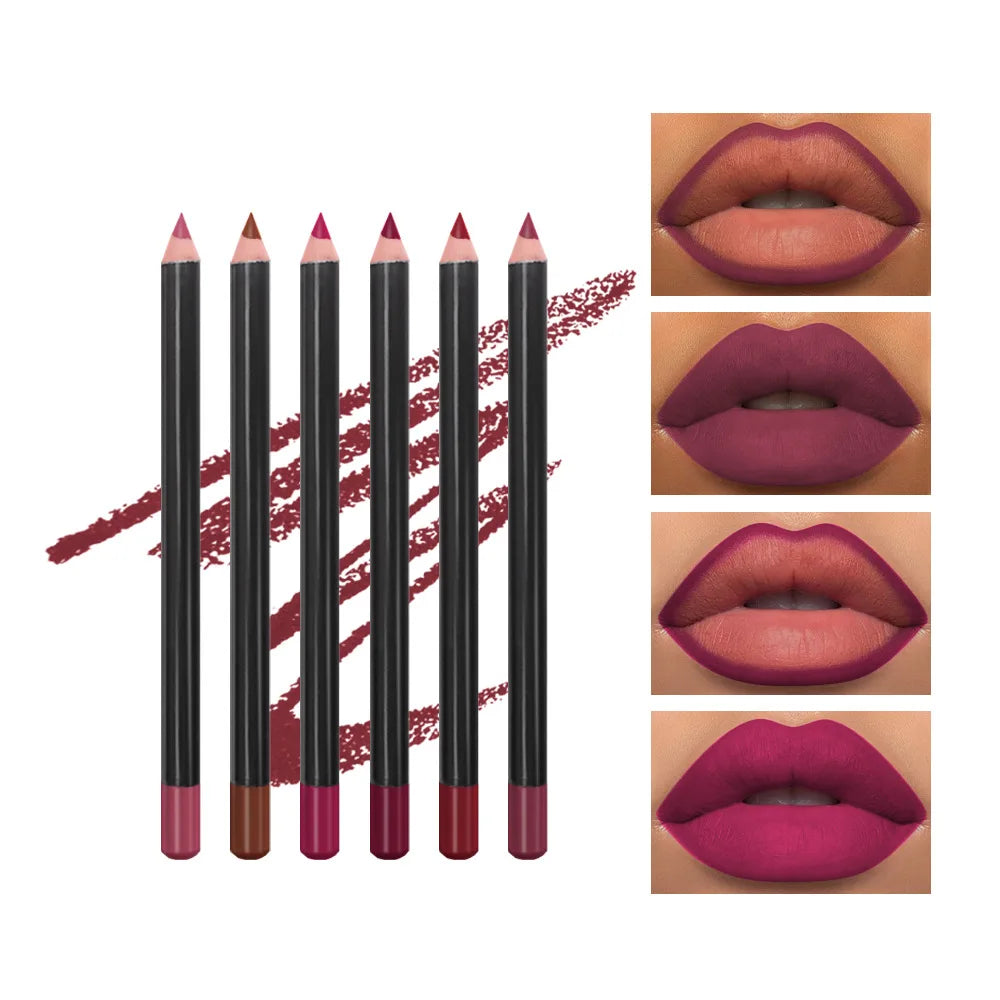 10sets Lip Liner 6Pcs Private Label Cosmetics Lipliner Waterproof Lip Pencils Matte Waterproof Colorful Silk Lipstick Pen Bulk Vue