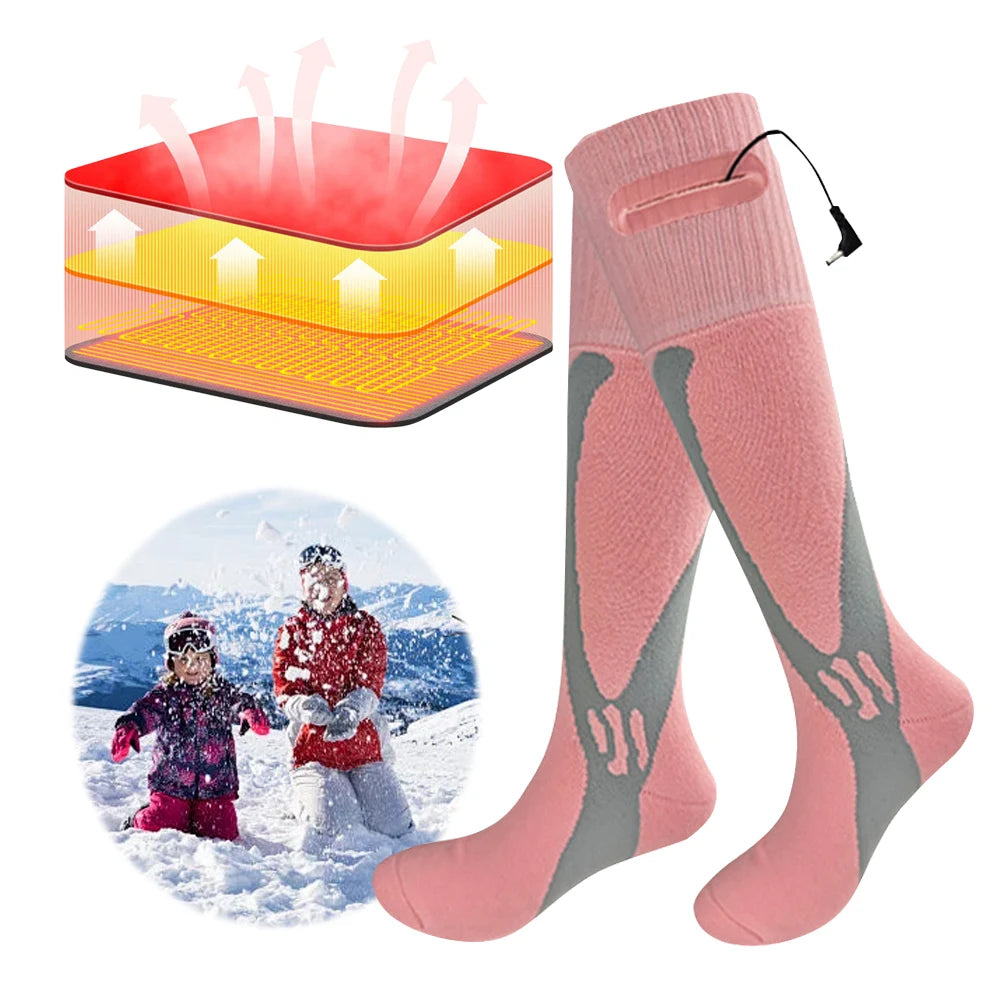 Winter Electric Heated Socks Fever Socks Rechargeable Thermal Heating Socks Foot Warmer Outdoor for Skiing Camping Sports Socks Vue