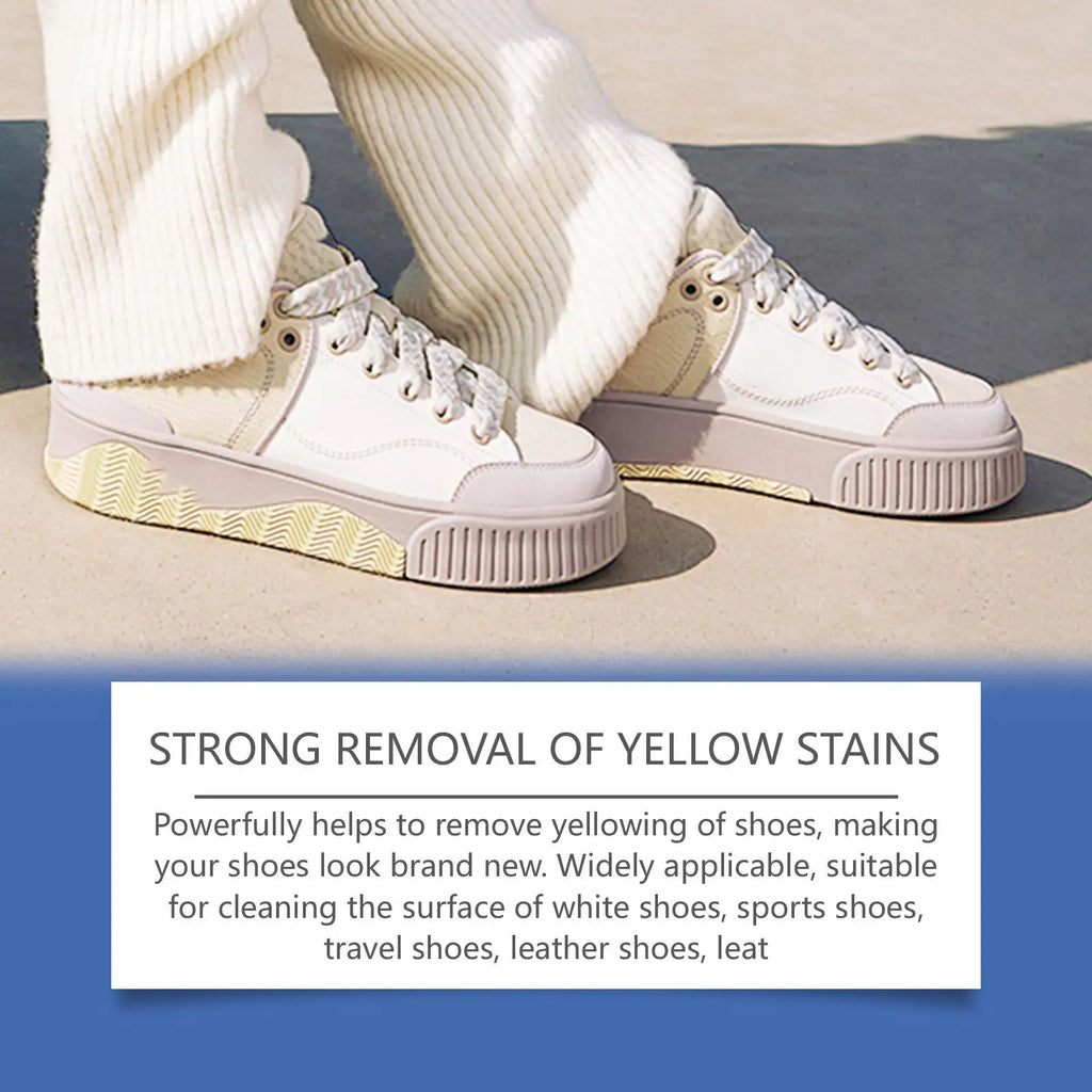 100g White Shoe Cleaner Cream with Sponge, No-Wash Multipurpose Sneaker Whitening Polish, Stain Remover for Leather Canvas Shoes Vue