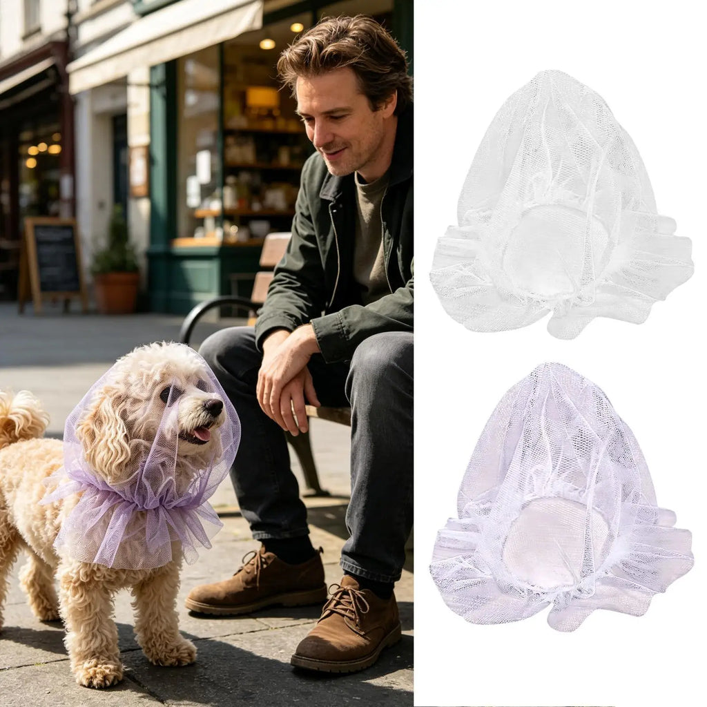 26x20cm Breathable Dog Anti Eating Mouth Cover Soft Mesh Head Protector for Small Medium Dog Kitten Outdoor Home Adjustable Vue