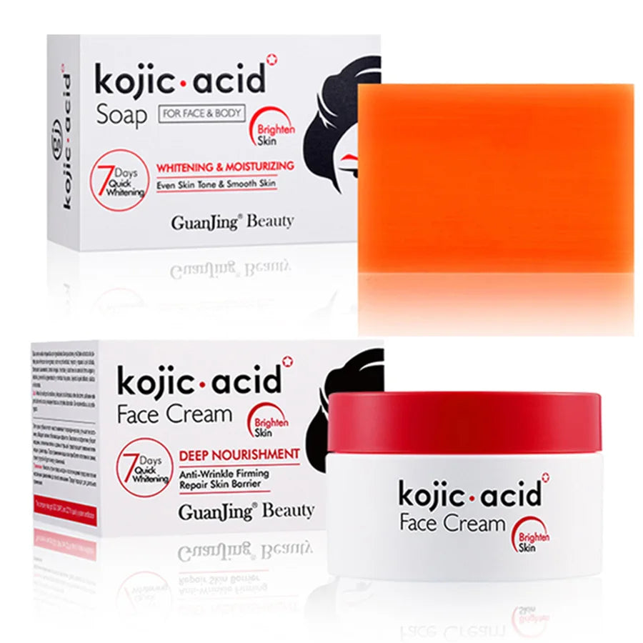 Kojic Acid Cream Skin Whitening Cream Anti Aging Brighten Fade Stubborn Dark Spots Moisturiz Nourish Facial Skin Care With Soap Vue Default Title