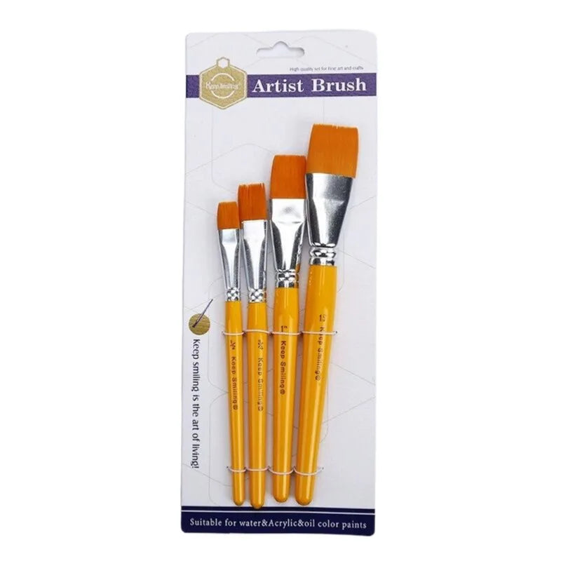 Professional Face Body Art Brush Nylon Artist Brush for Painting Acrylic Oil Watercolor Gouache Vue HS4-YELLOW China Mainland