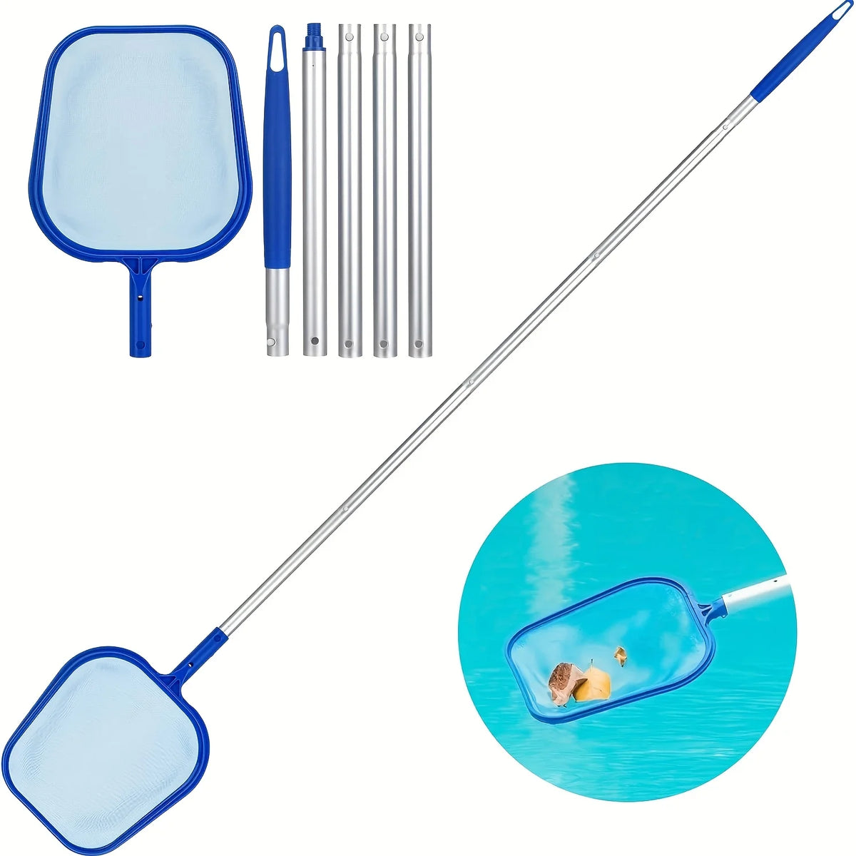 Adjustable 5-Section 48 Aluminum Pool Skimming Net Fine Mesh Leaf Vue
